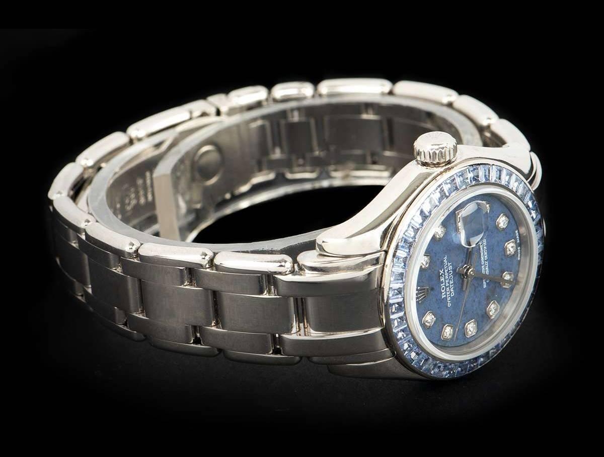 Women's Rolex Diamond and Sapphire Pearlmaster Datejust