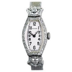 Used Rolex Ladies White Gold Diamond Chronometer Art Deco Wristwatch, 1926