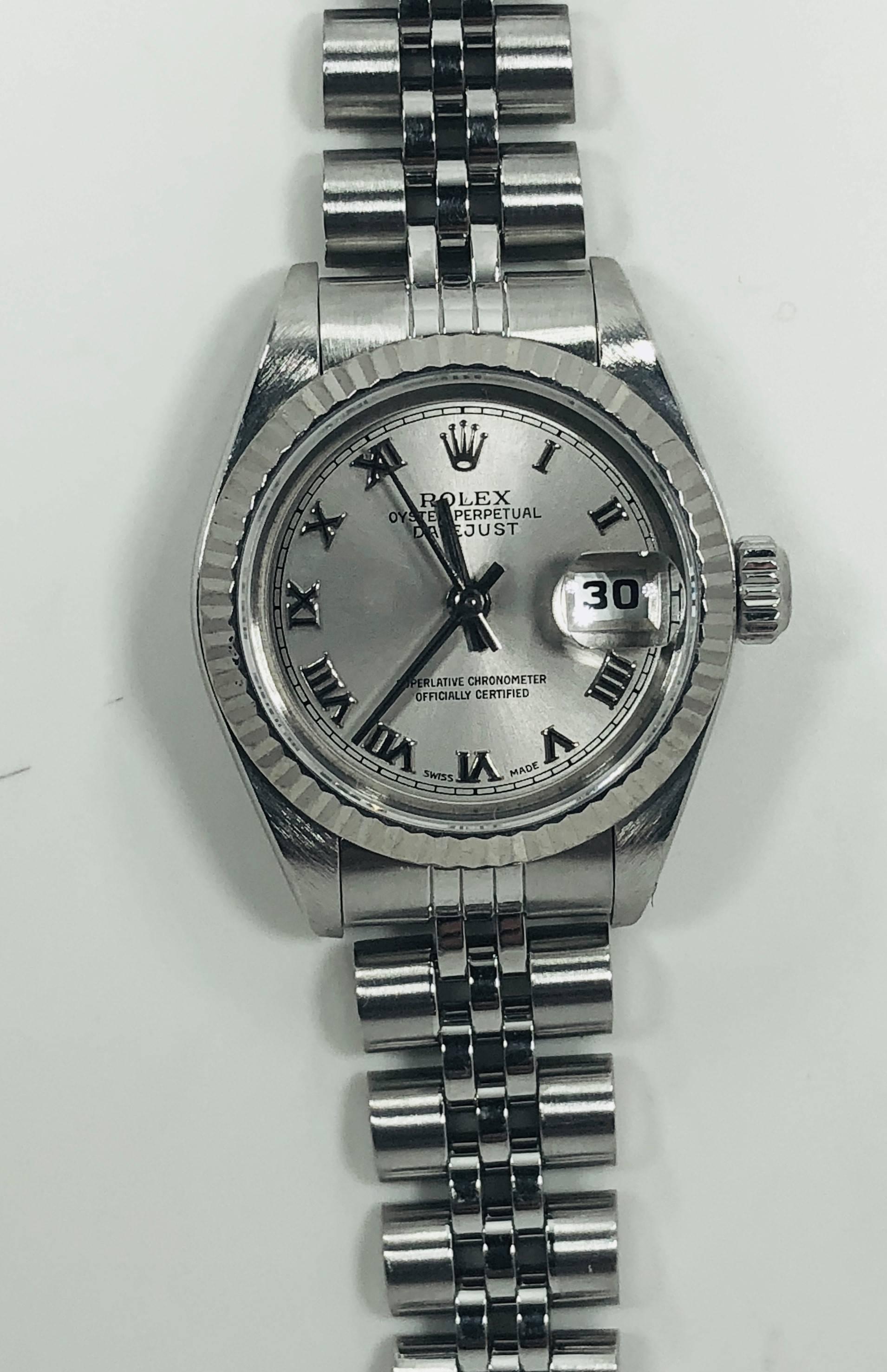 Modern Rolex Ladies white gold Stainless Steel Datejust Automatic wristwatch Ref 79174