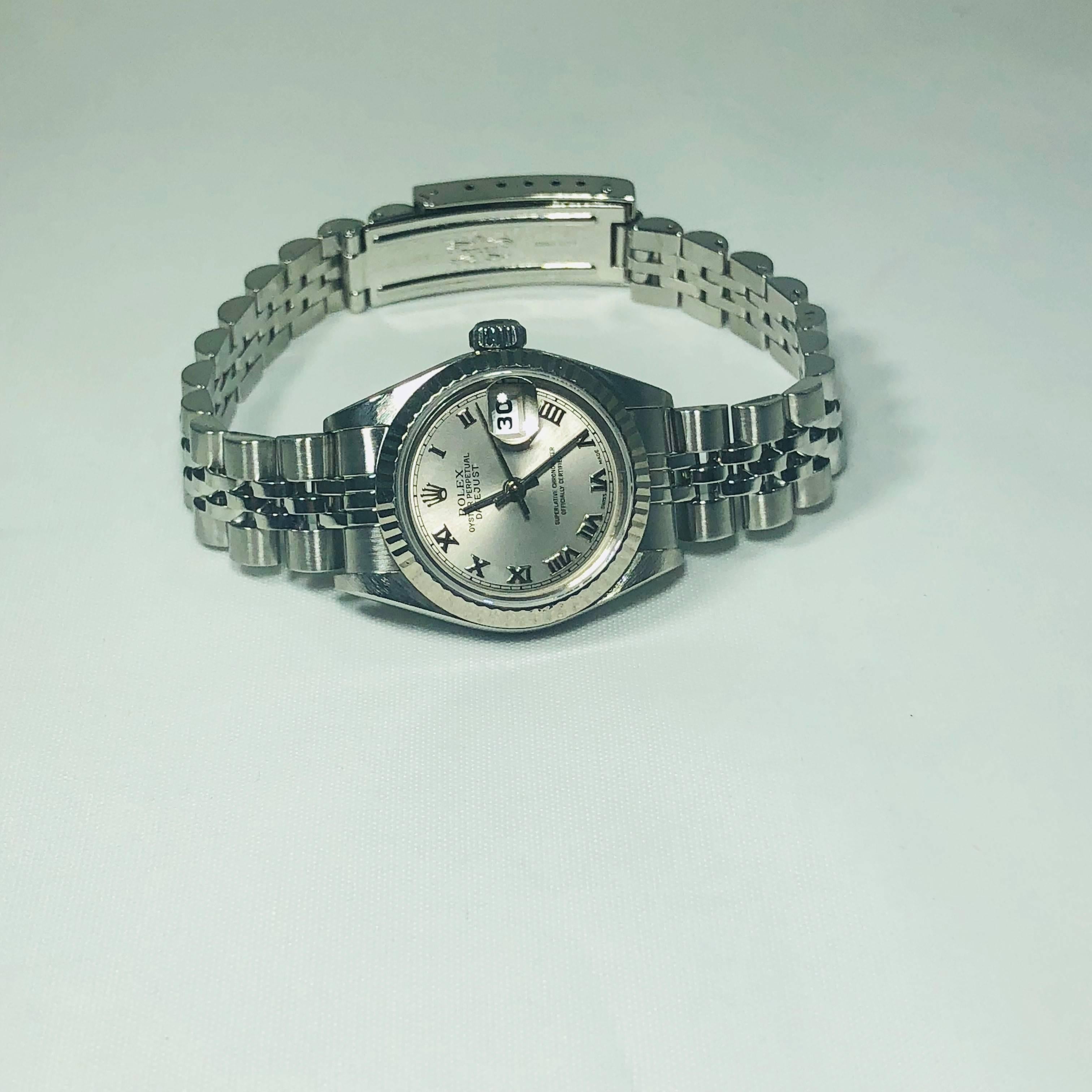 Women's or Men's Rolex Ladies white gold Stainless Steel Datejust Automatic wristwatch Ref 79174
