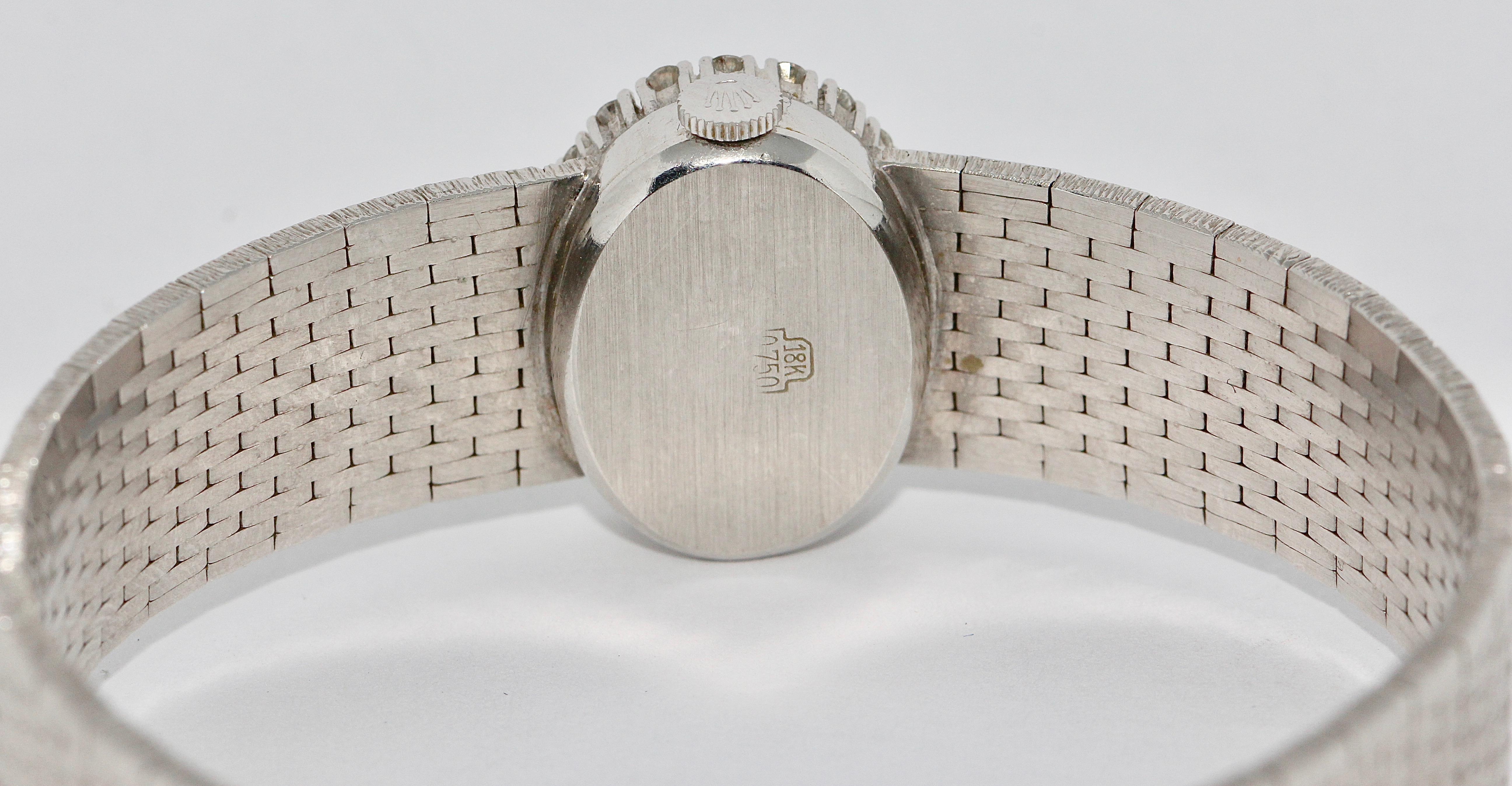 Women's Rolex Ladies Wristwatch, 18 Karat White Gold, with Diamonds, Manual Wind