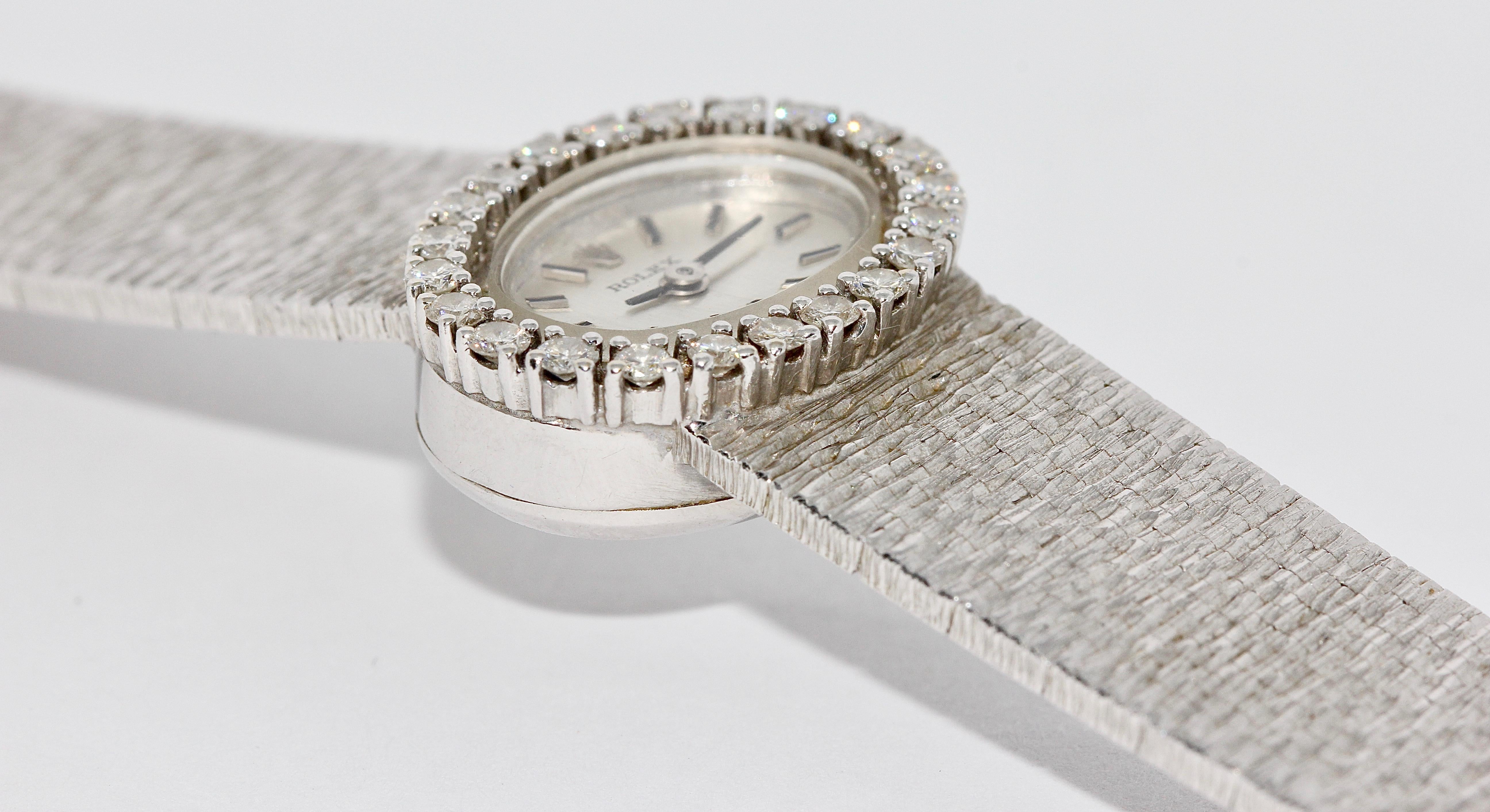 Rolex Ladies Wristwatch, 18 Karat White Gold, with Diamonds, Manual Wind 1