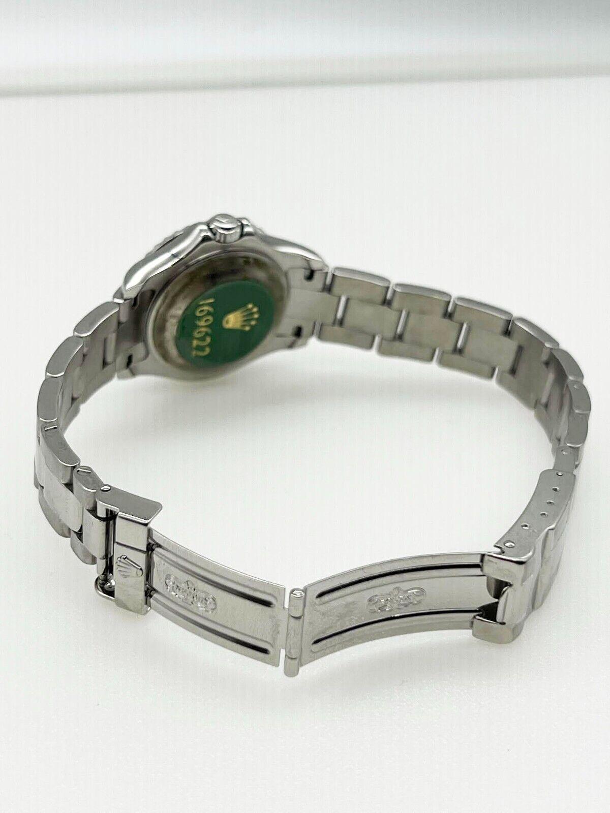 Rolex Ladies Yacht Master 169622 Platinum Stainless Steel Box Paper 2000 In Excellent Condition In San Diego, CA