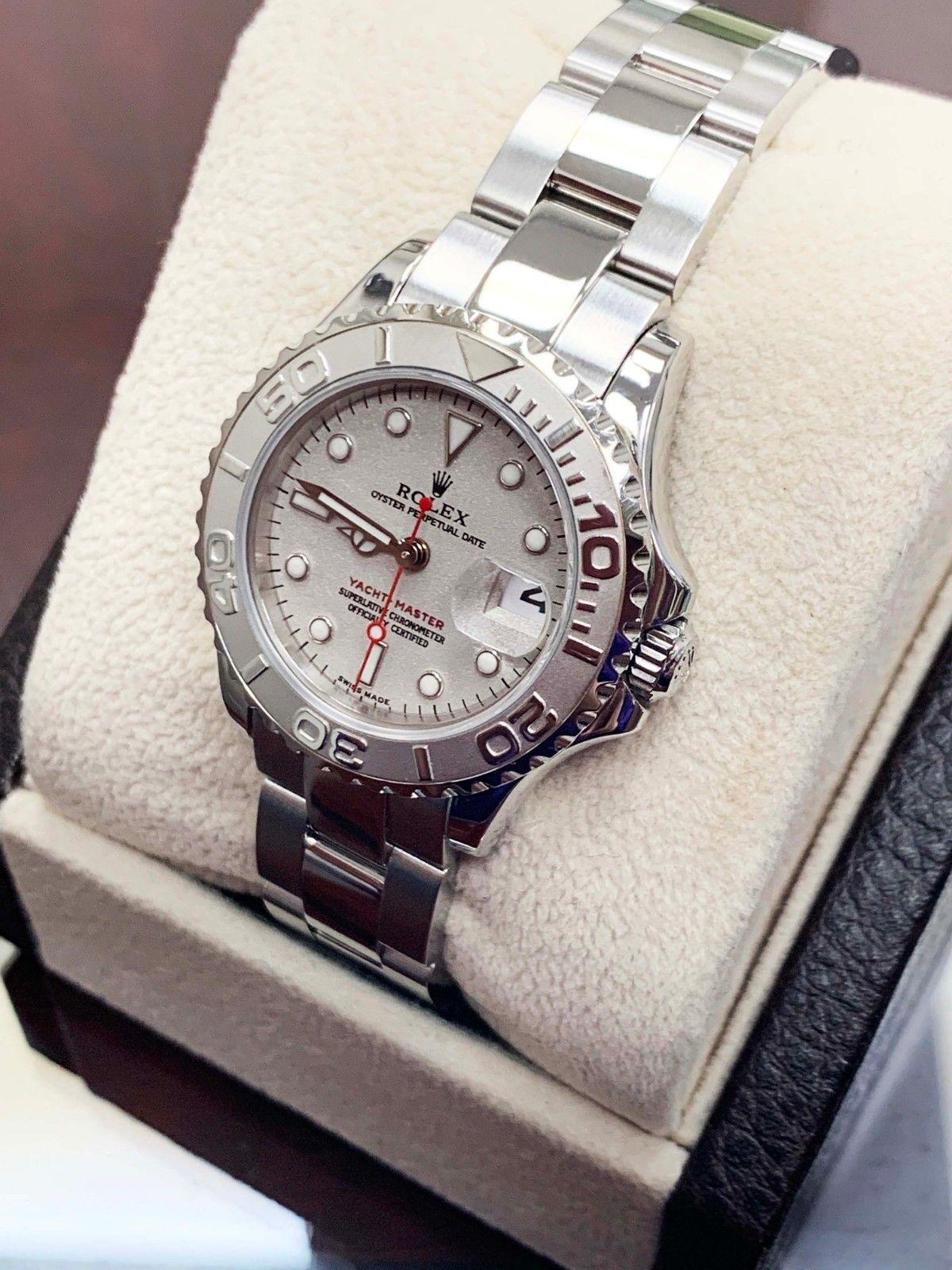 Women's Rolex Ladies Yacht Master 169622 Stainless Steel and Platinum Box and Papers