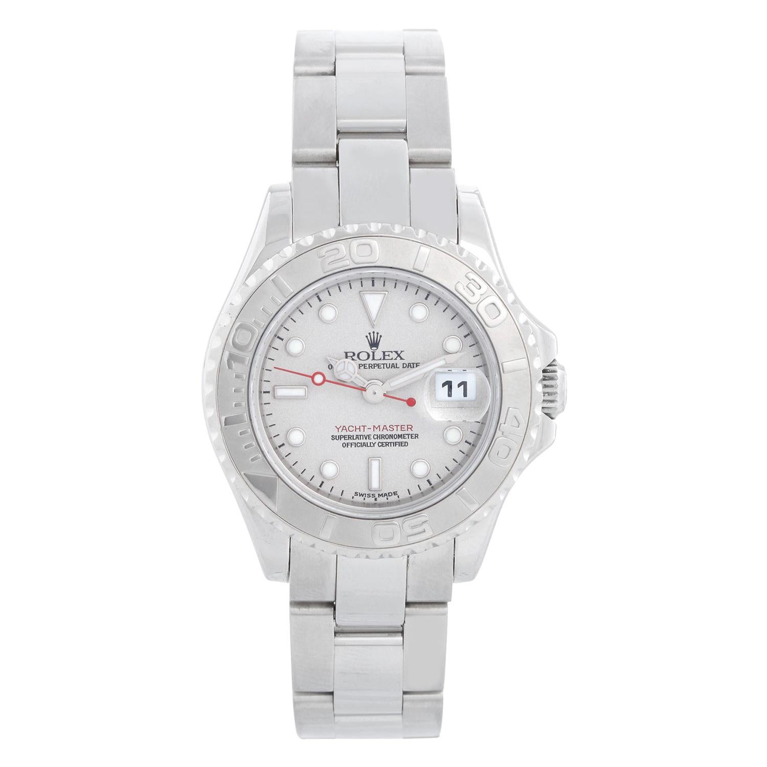 Rolex Yachtmaster Steel Platinum Ladies Watch 169622 Box For Sale at ...