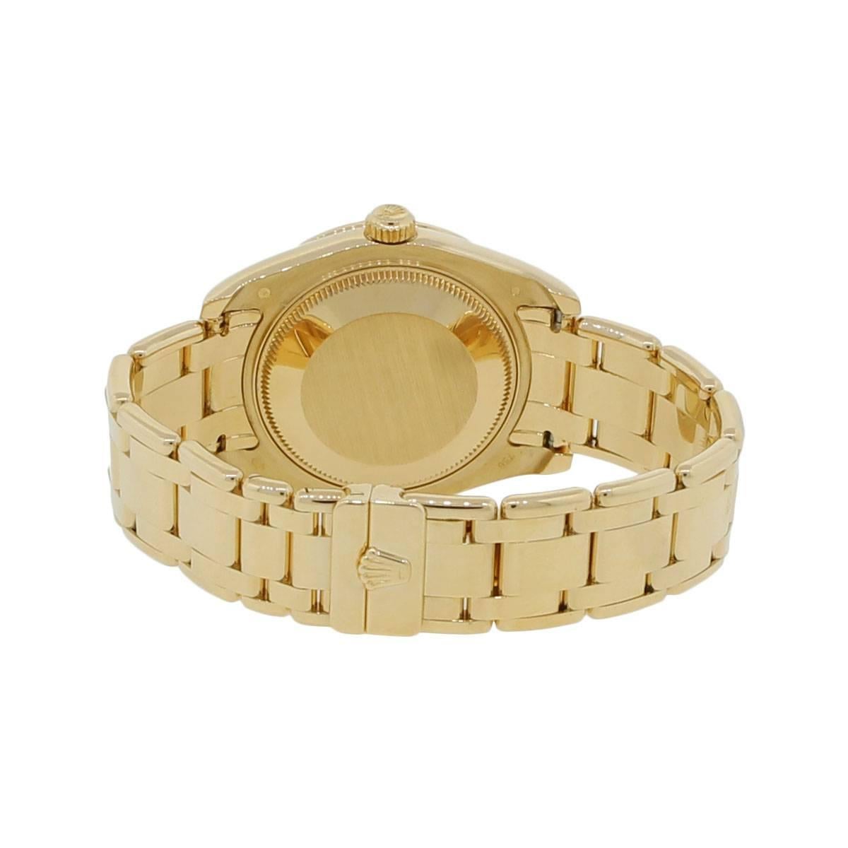 Round Cut Rolex Ladies Yellow gold Datejust Masterpiece Midsize Automatic Wristwatch  