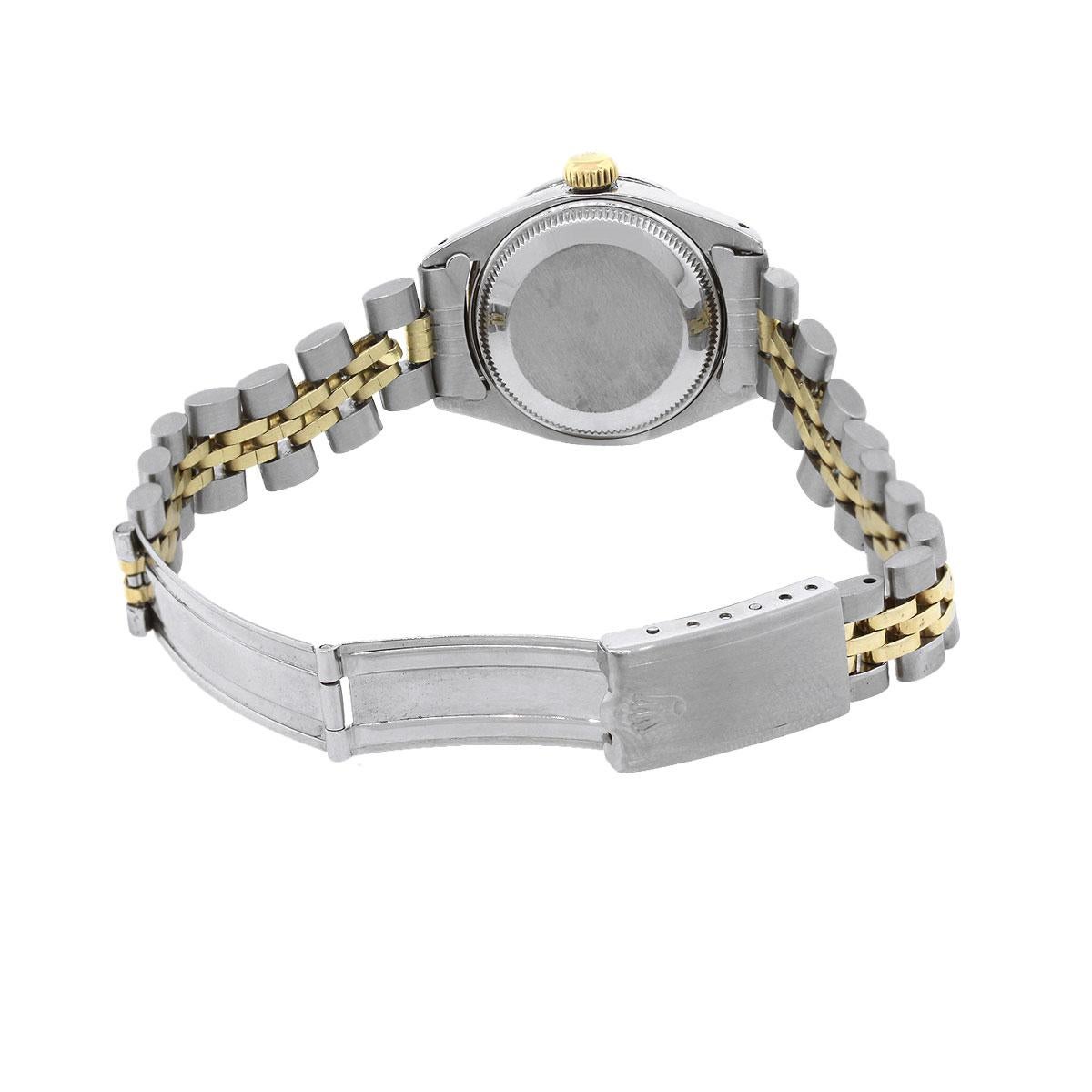 Women's Rolex Ladies yellow gold Diamond Black Dial Datejust Wristwatch Ref 69173 