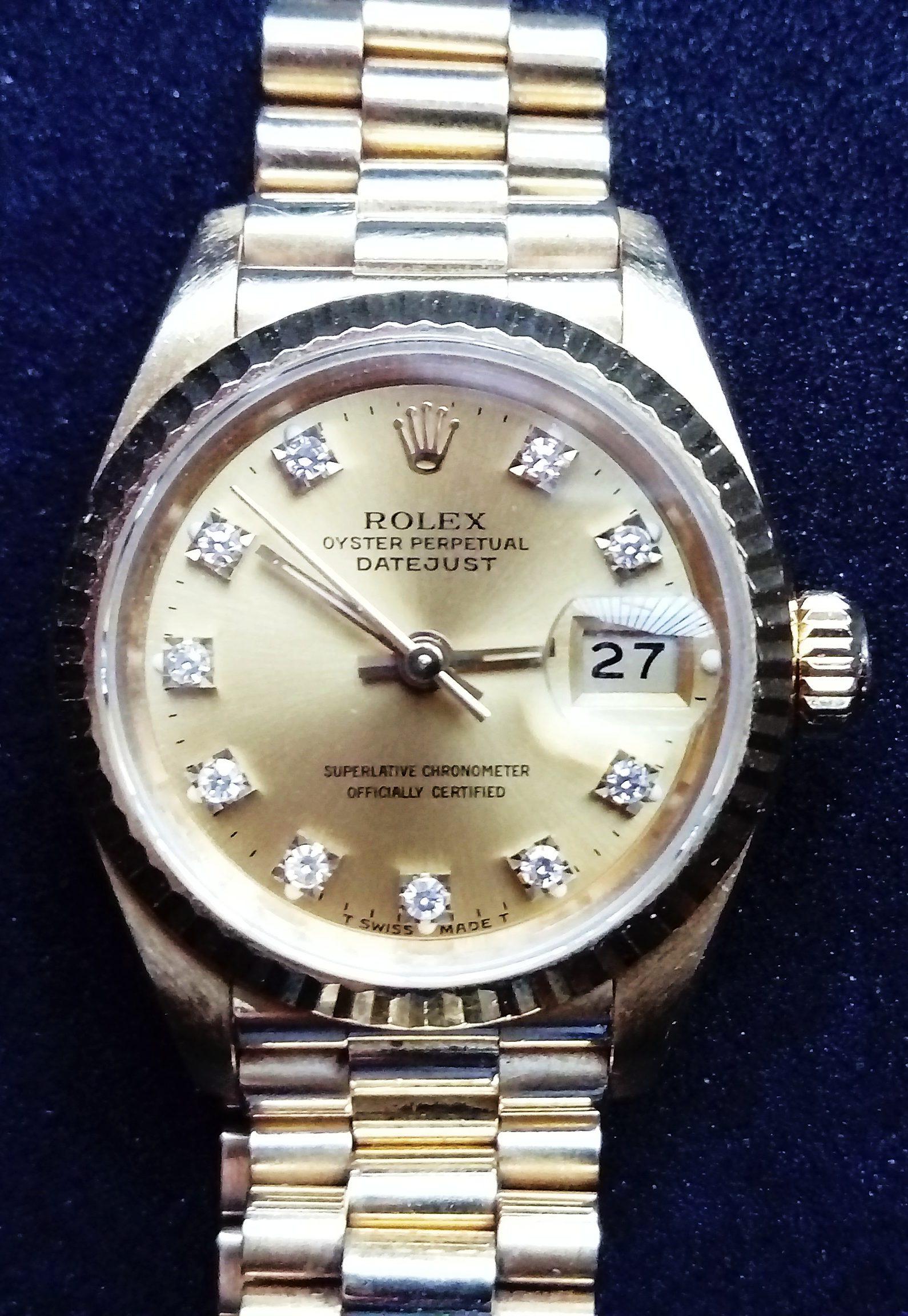 Rolex Ladies Yellow Gold Diamond Datejust Oyster Perpetual Wristwatch, 1991 3