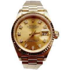 Rolex Ladies Yellow Gold Diamond Datejust Oyster Perpetual Wristwatch, 1991