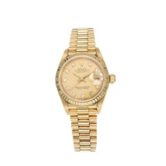 Rolex Ladies Yellow Gold Diamond Dial Datejust Wristwatch Ref 69178