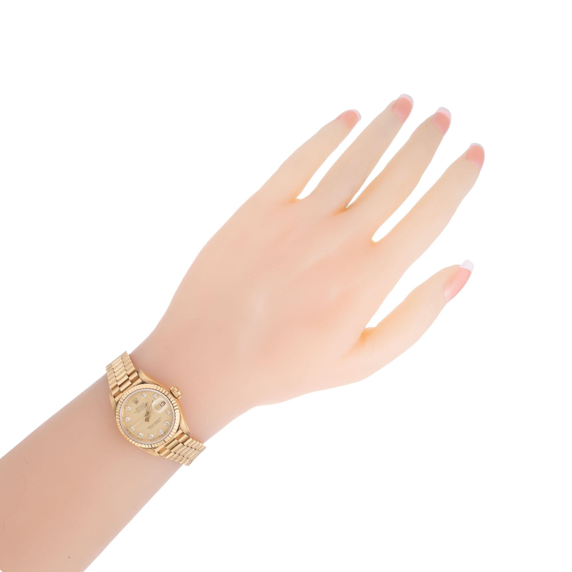 Women's Rolex Ladies Yellow Gold Diamond Dial Datejust Wristwatch Ref 69178
