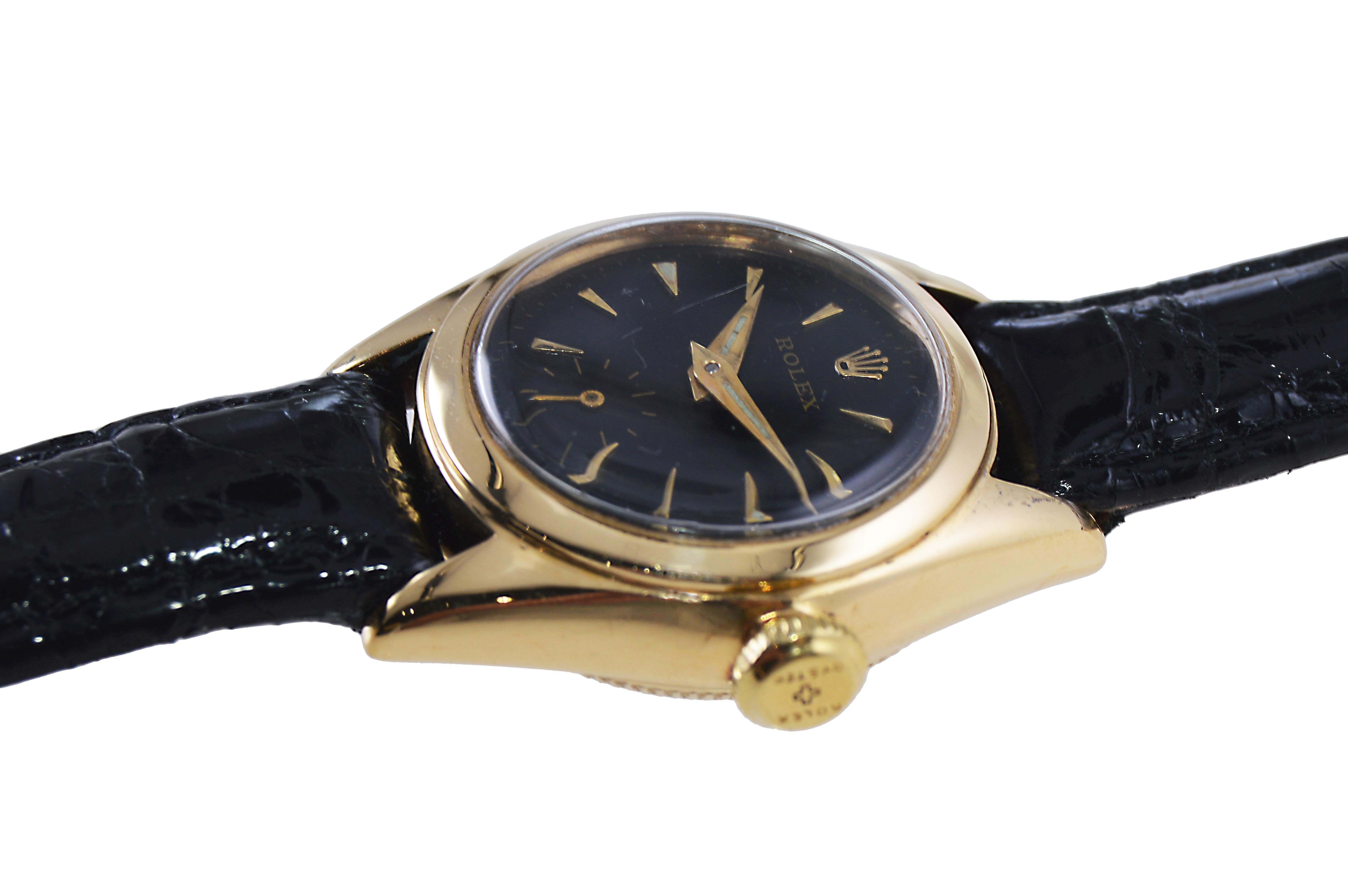 Rolex Ladies Yellow Gold Early Perpetual Winding 'Bubble Back' Watch, circa 1949 For Sale 2