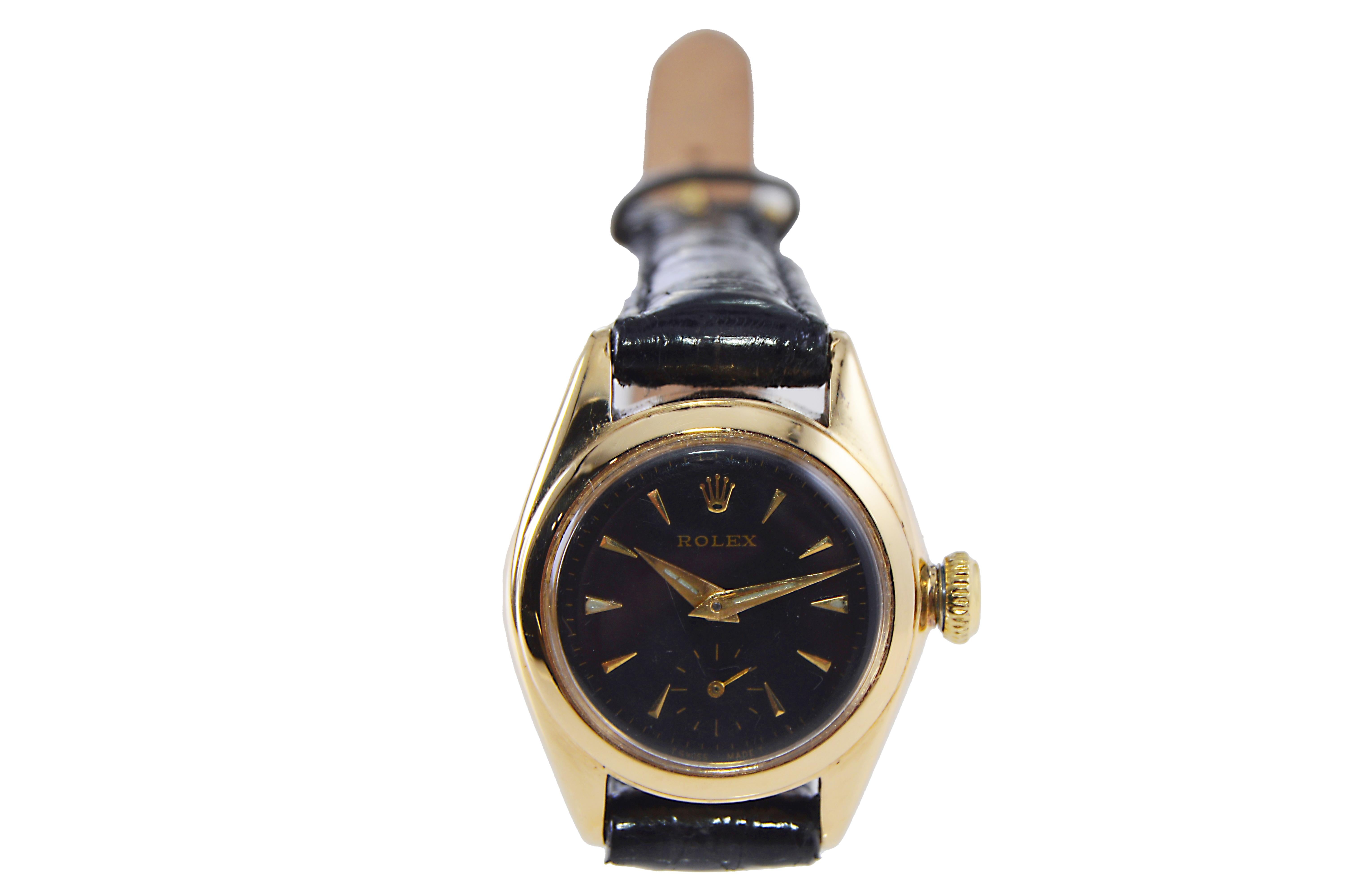 Women's Rolex Ladies Yellow Gold Early Perpetual Winding 'Bubble Back' Watch, circa 1949 For Sale