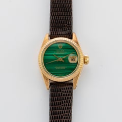 Rolex Ladies Yellow Gold Malachite Dial Datejust Automatic Wristwatch, 1980s