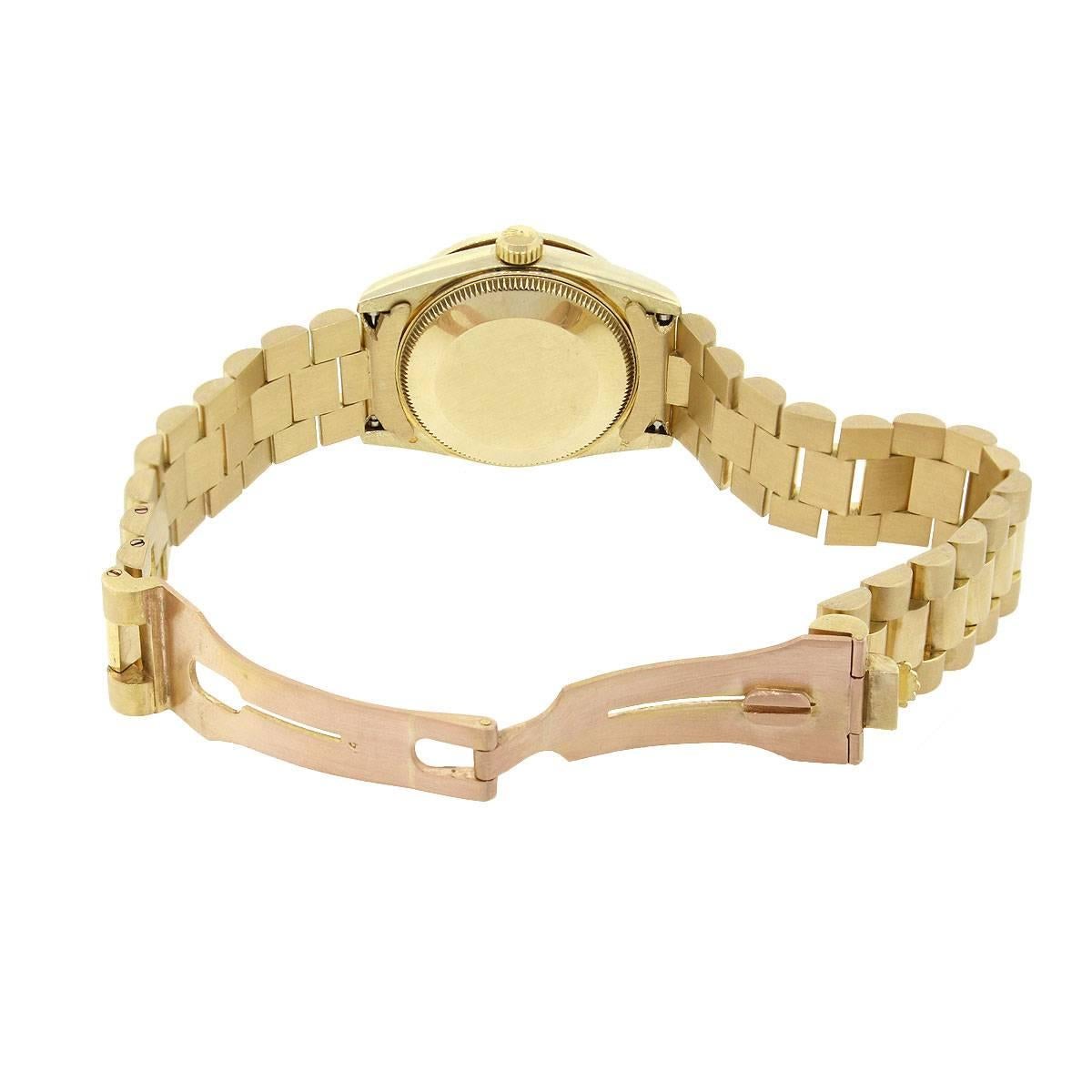 Women's Rolex Ladies Yellow Gold Mother of Pearl Presidential Automatic Wristwatch