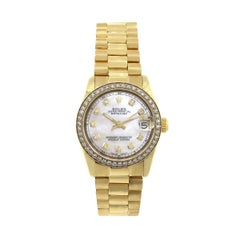 Rolex Damen Gelbgold Perlmutt Presidential Automatik-Armbanduhr