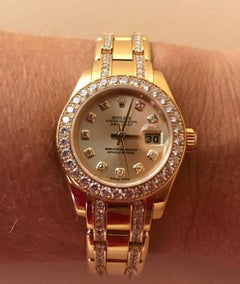 Rolex Ladies Yellow Gold Oyster Perpetual Datejust Pearlmaster Wristwatch