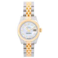 Rolex Ladies Yellow Gold Stainless Diamond Datejust Automatic Wristwatch 179173
