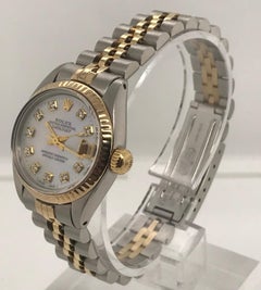 Rolex Ladies yellow gold Stainless Steel Diamond Dial Date wristwatch, c 1983
