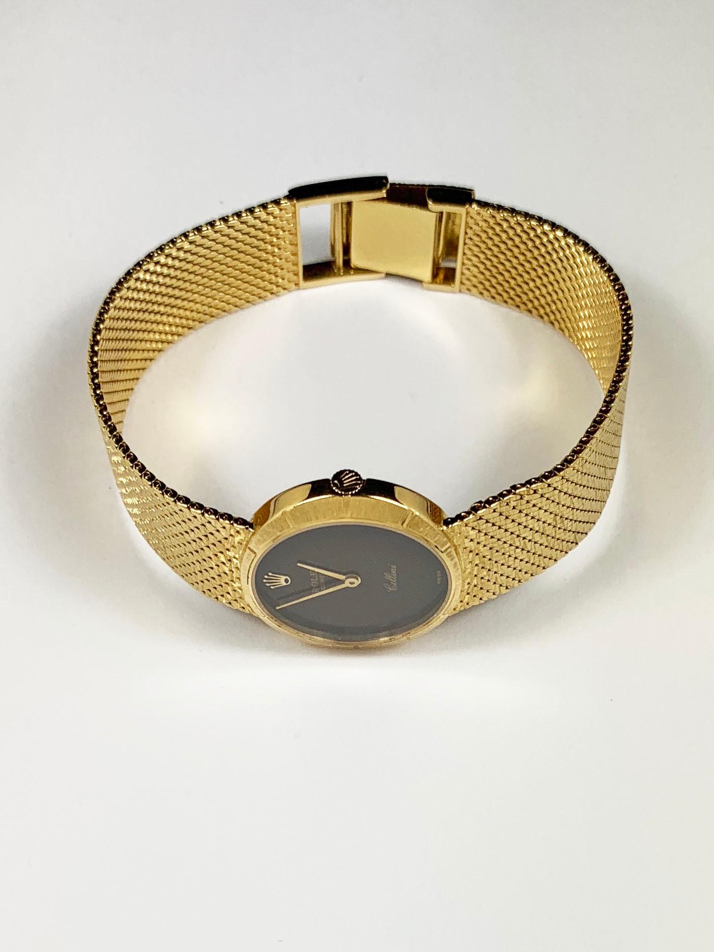 Rolex Ladies Yellow Gold Stone Dial Cellini Manual Wind Wristwatch In Good Condition In New York, NY