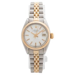 Rolex Lady Date 6917, 26mm Stainless Steel, Yellow Gold Fluted Bezel, c1979
