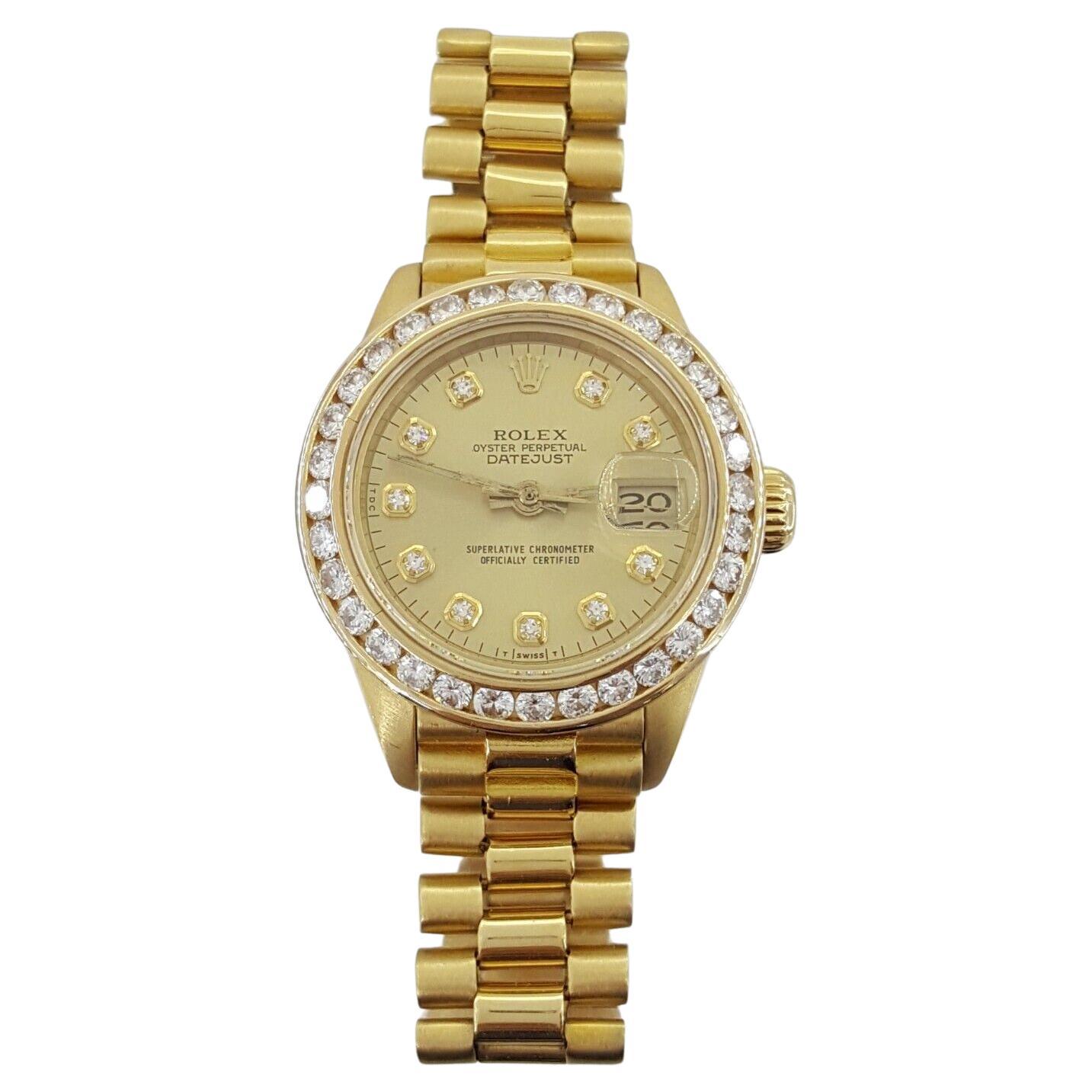 Rolex Montre Lady Date-Just President en or jaune 18 carats  Excellent état - En vente à Rome, IT