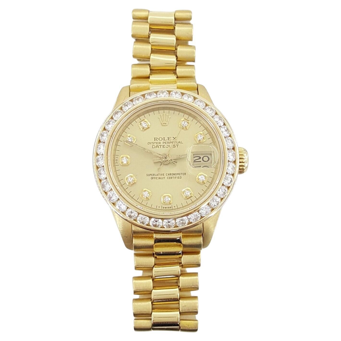 Rolex Lady Date-Just Präsidentenuhr 18K Full Gelbgold  im Angebot 2