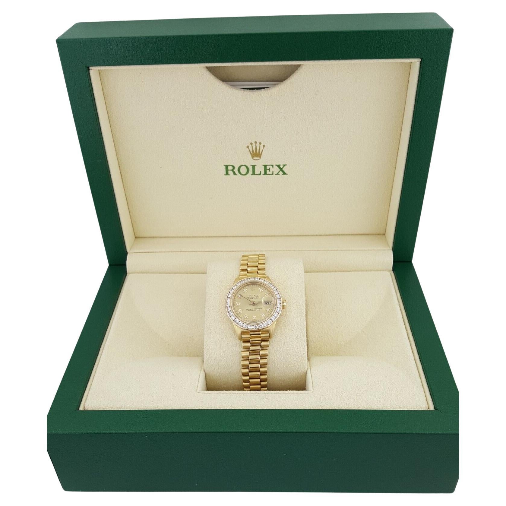 Rolex Lady Date-Just President Watch 18K Full Yellow Gold  For Sale