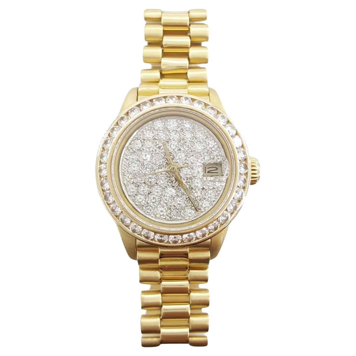 ROLEX Lady Date-Just President Yellow Gold Watch For Sale