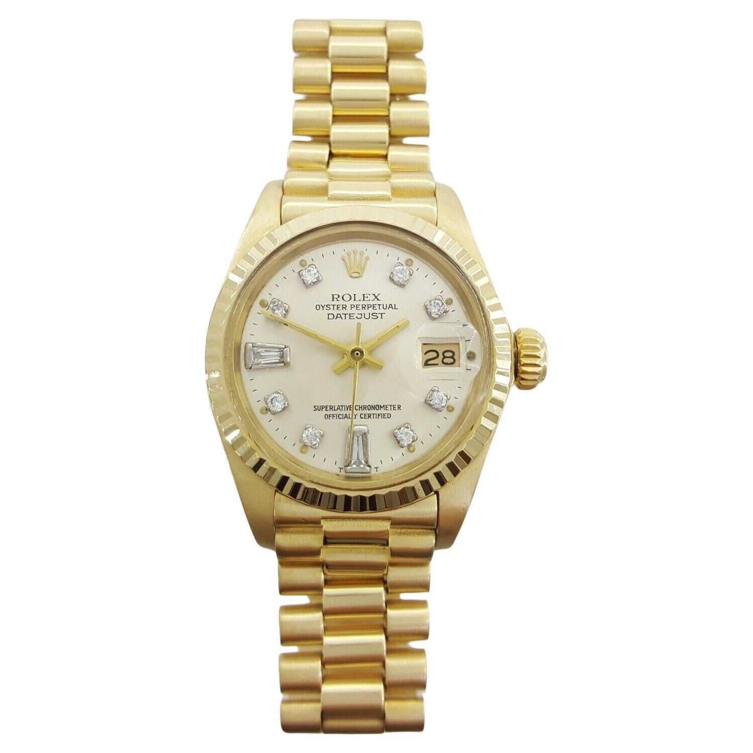 Montre Rolex Lady Date-Just en or jaune 18 carats  Bon état - En vente à Rome, IT