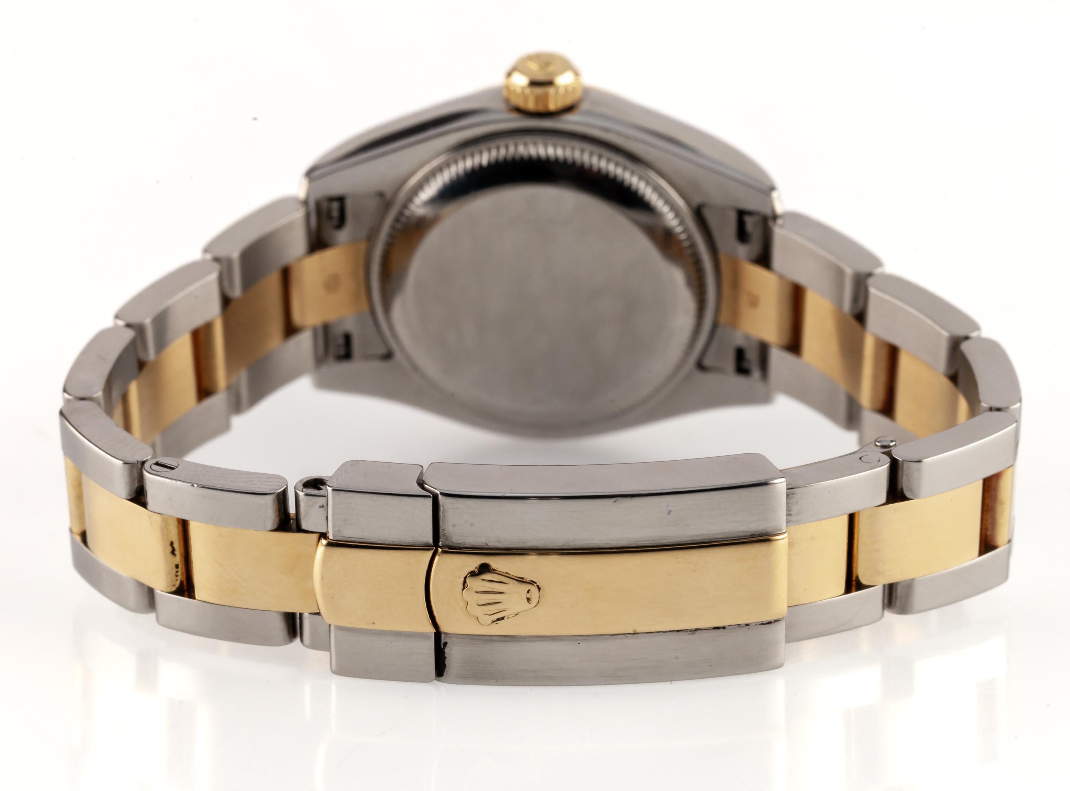 Rolex Lady-Datejust 179163 Bracelet huîtres en or et acier avec lunette en or Pour femmes en vente