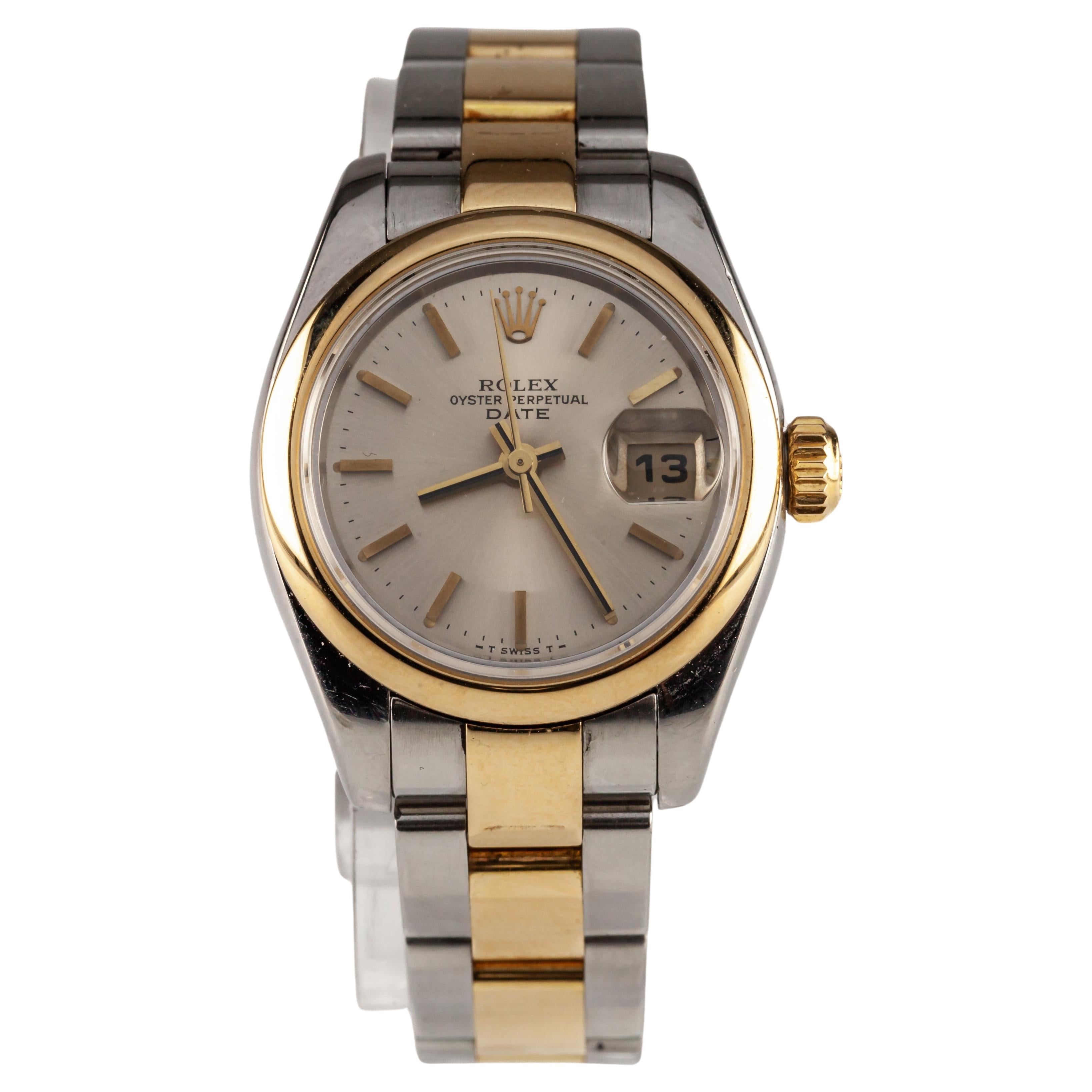 Rolex Lady-Datejust 179163 Gold and Steel Oyster Bracelet with Gold Bezel