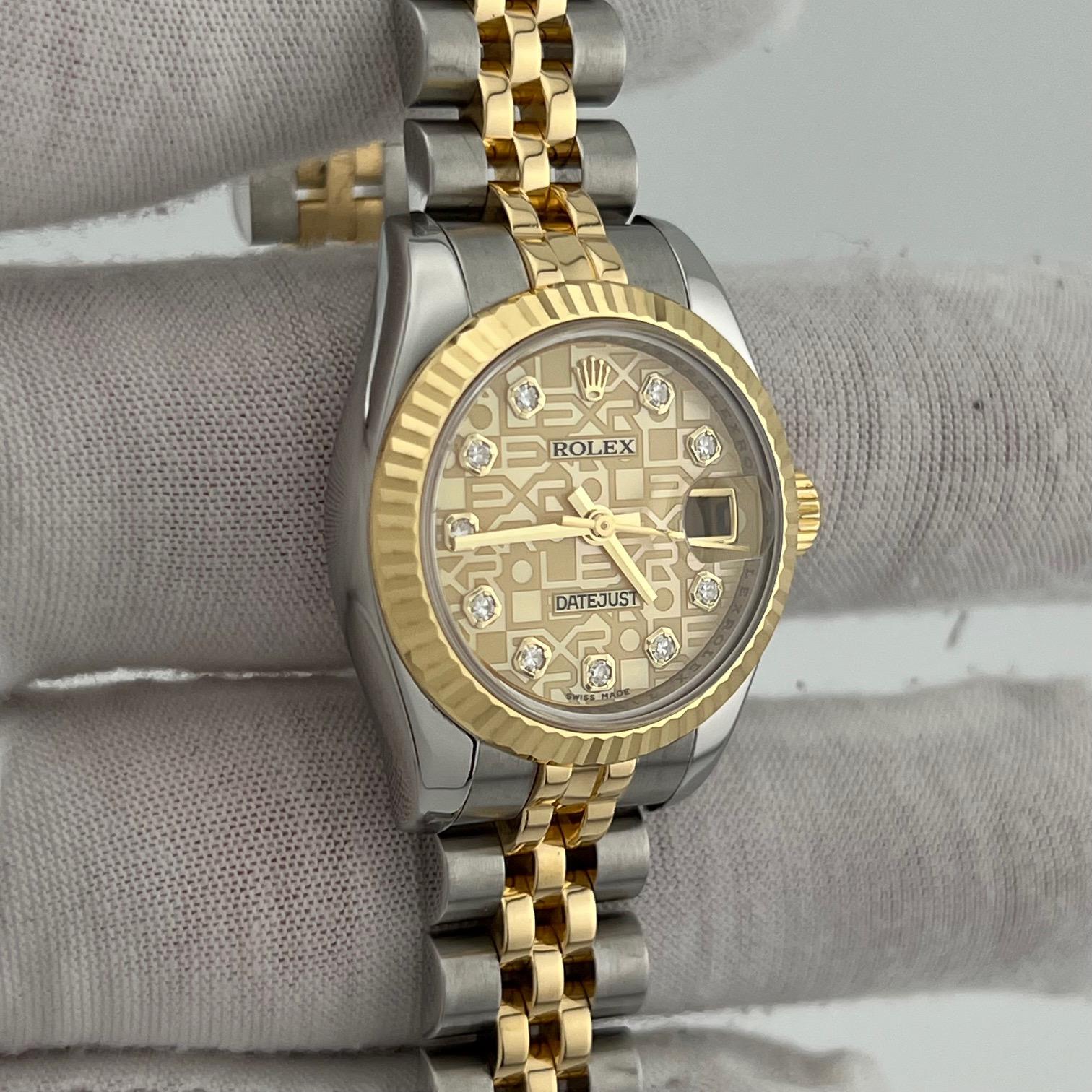 Rolex Lady Datejust 179173 26mm Madreperla MOP Esfera Diamante Oro 18k Acero en venta 11