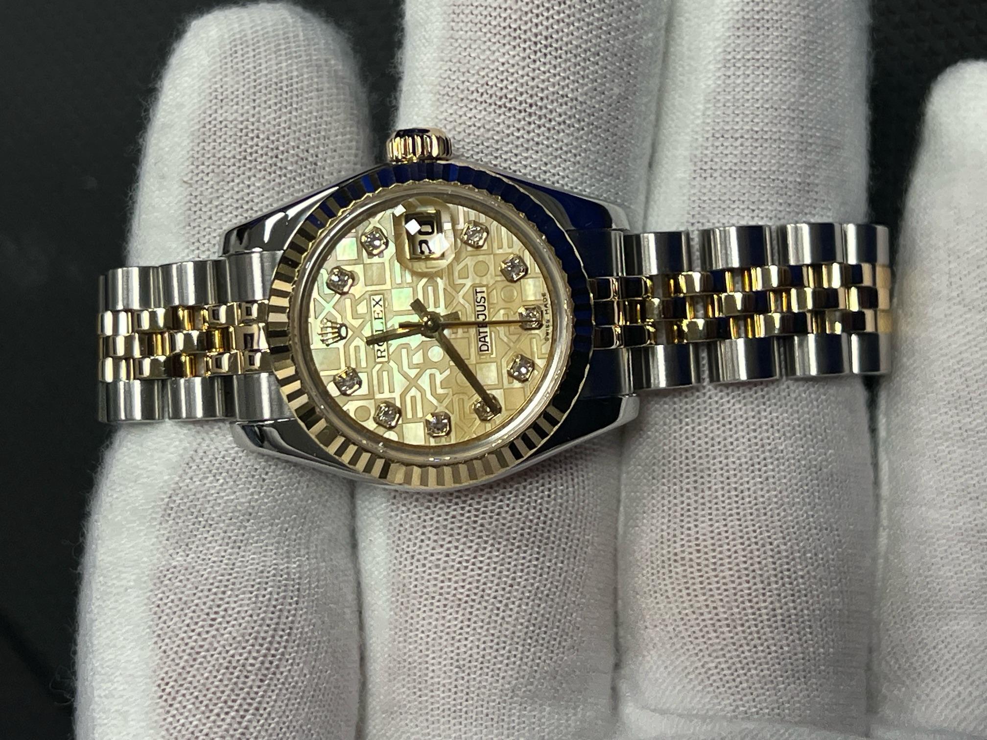 Rolex Lady Datejust 179173 26mm Madreperla MOP Esfera Diamante Oro 18k Acero en venta 3