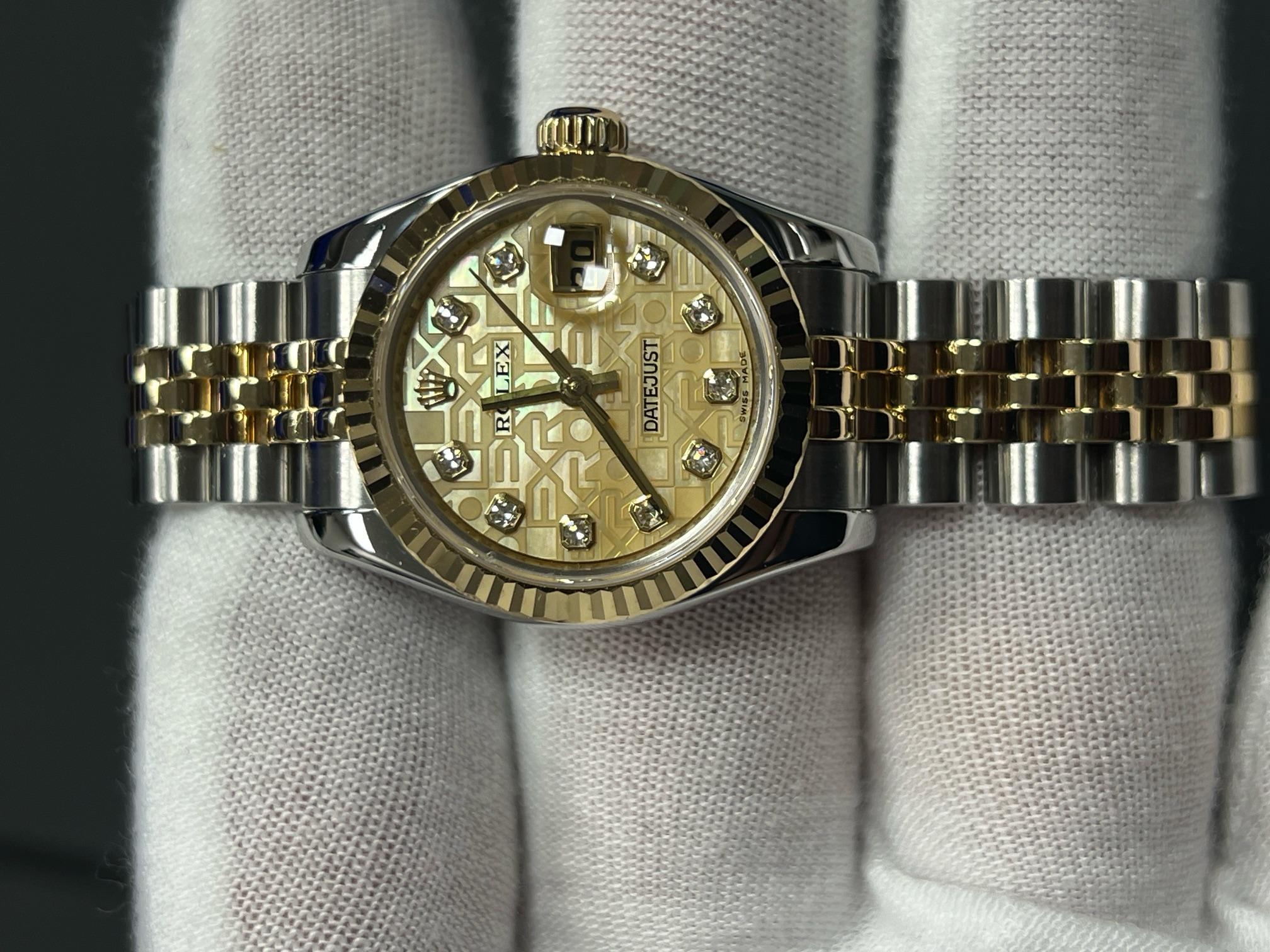 Rolex Lady Datejust 179173 26mm Madreperla MOP Esfera Diamante Oro 18k Acero en venta 4