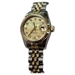 Rolex Lady Datejust 179173 26mm Mother of Pearl MOP Diamond Dial 18k Gold Steel