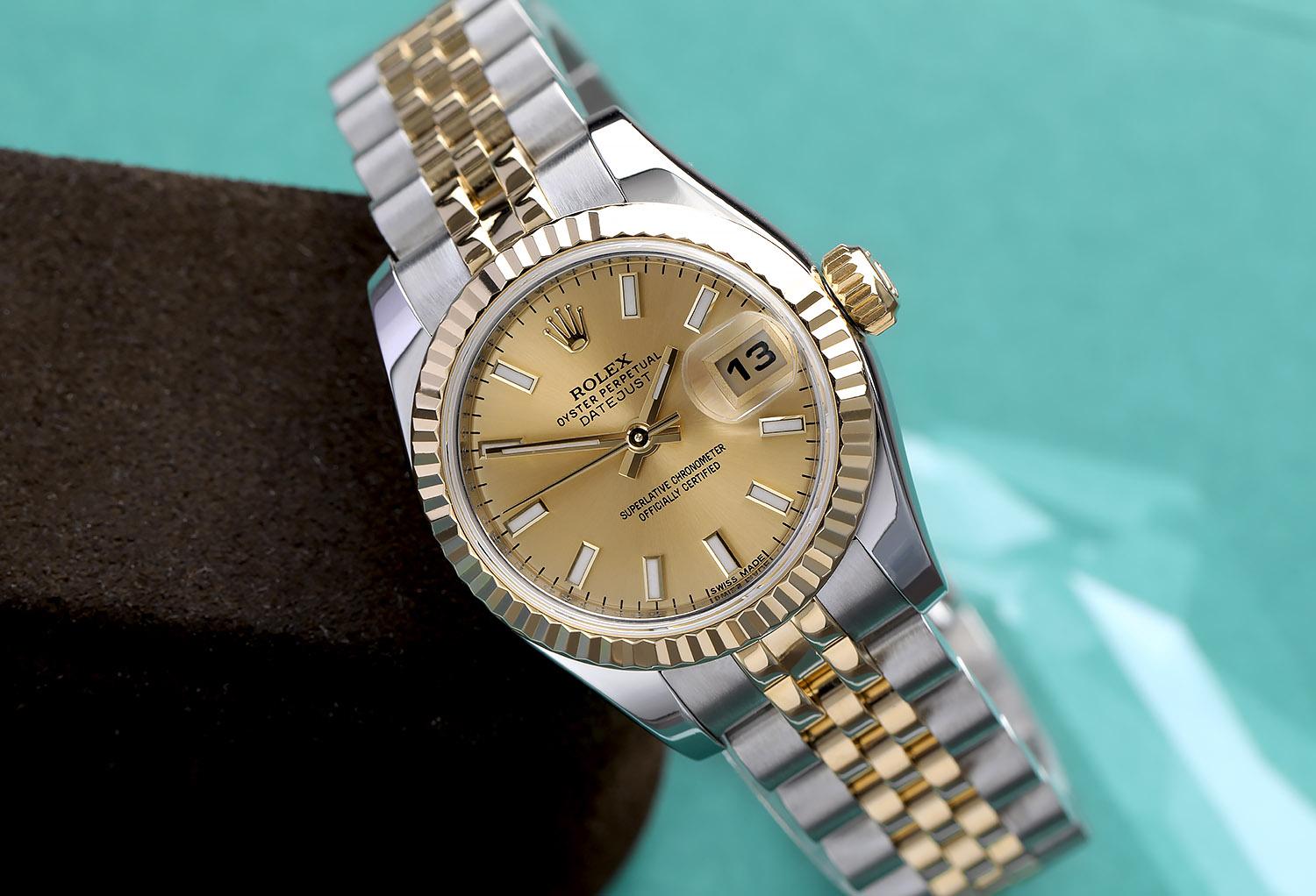 De las mujeres Rolex Lady-Datejust 179173 Reloj de acero y oro amarillo Esfera índice champán en venta