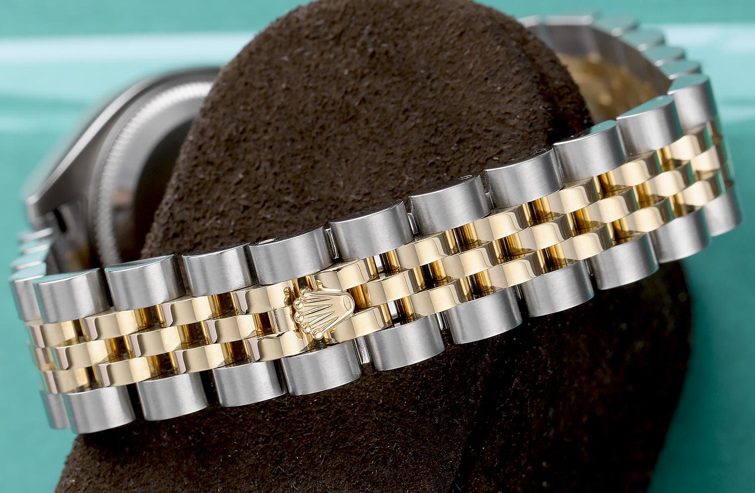 Rolex Lady-Datejust 179173 Reloj de acero y oro amarillo Esfera índice champán en venta 4