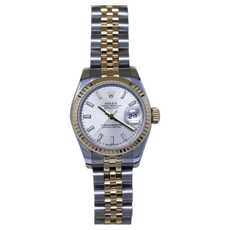 Rolex Lady-Datejust 26 179173 Blue Diamond Fluted 18K Yellow Gold Jubilee Watch