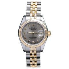 Rolex Lady-Datejust 179173 Steel & Yellow Gold Watch Grey Roman Dial