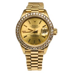 Rolex Lady-Datejust 18k Yellow Gold President Band Diamond Bezel Ref. 6917