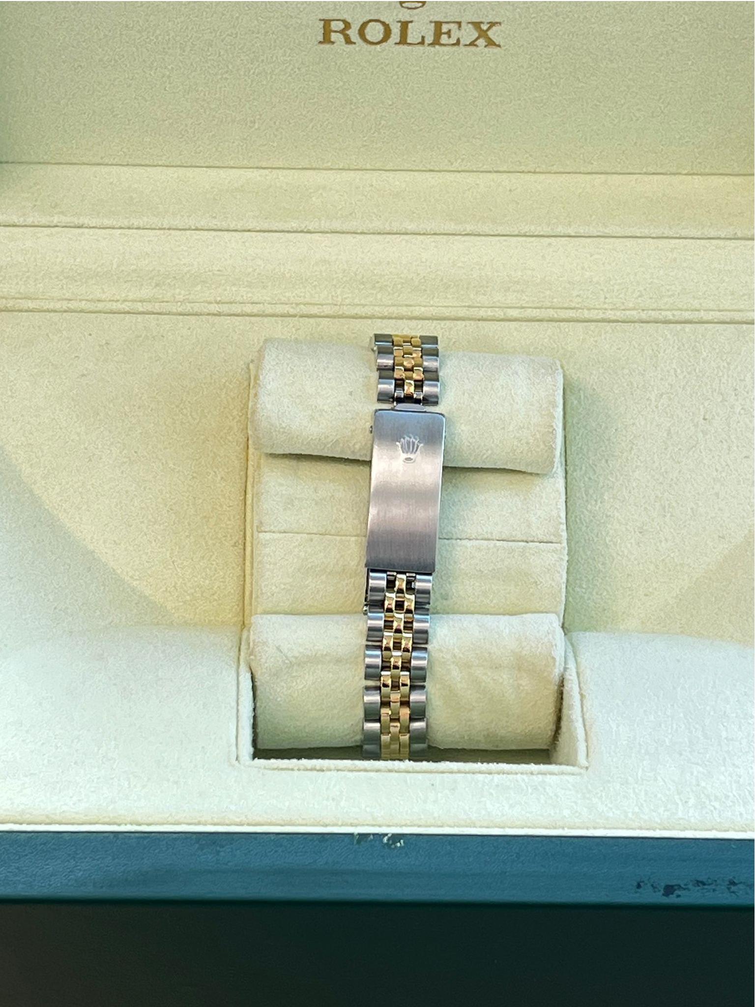 Rolex Lady-Datejust 18K Yellow Gold & Steel White Diamond Dial Watch 69173 For Sale 10