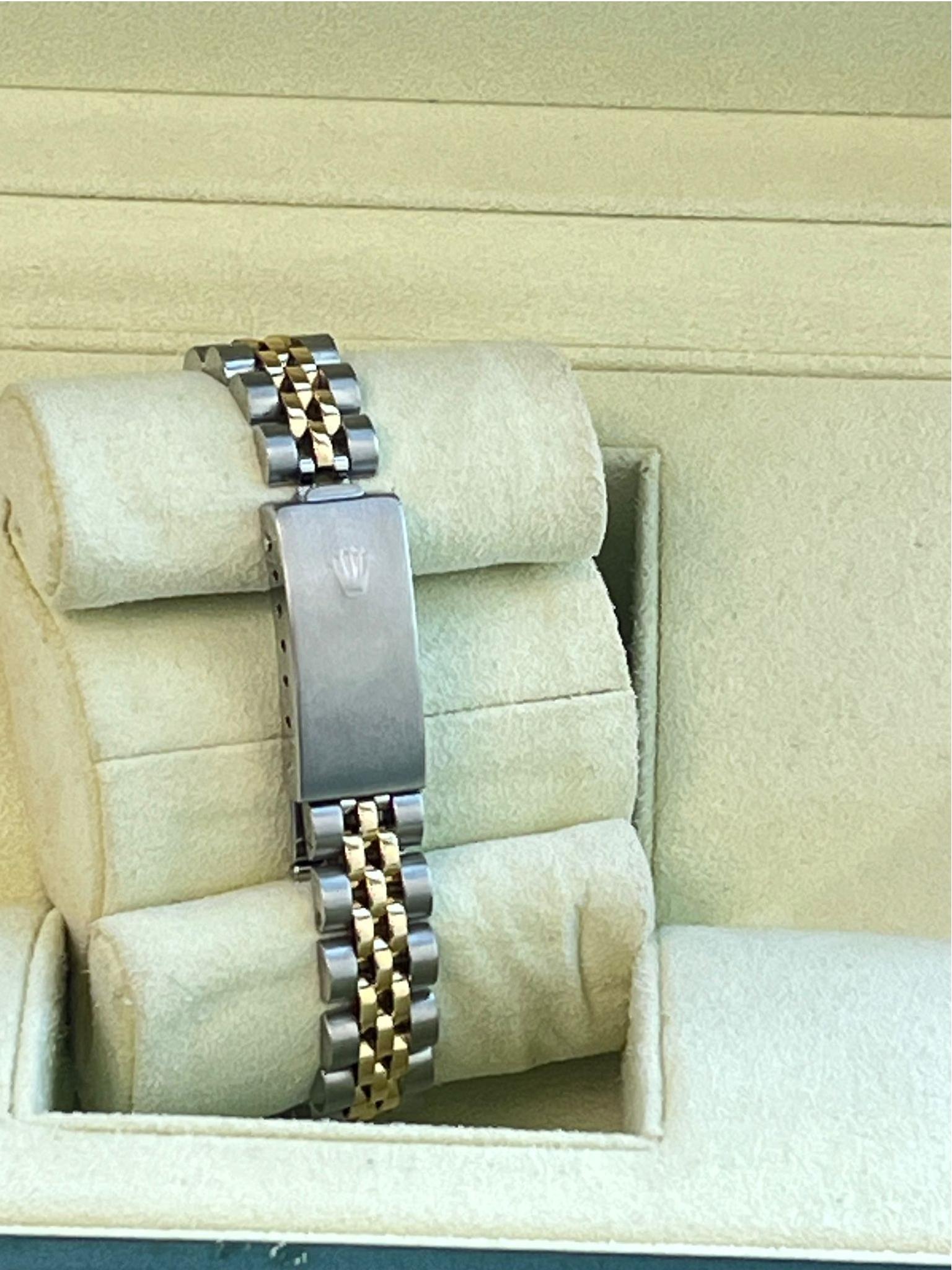 Rolex Lady-Datejust 18K Yellow Gold & Steel White Diamond Dial Watch 69173 For Sale 11