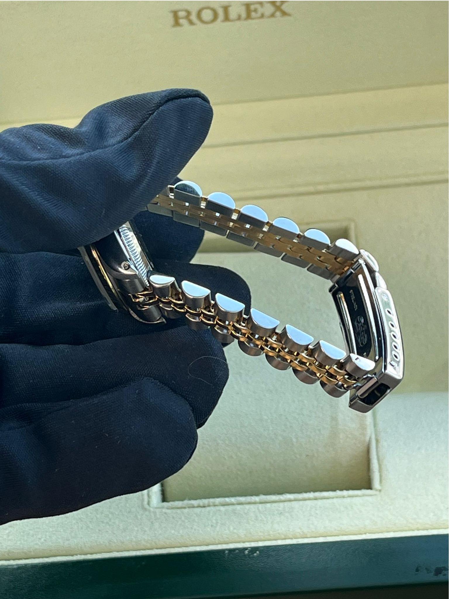 Rolex Lady-Datejust Oro giallo 18 carati e acciaio, quadrante bianco con diamanti 69173 in vendita 12