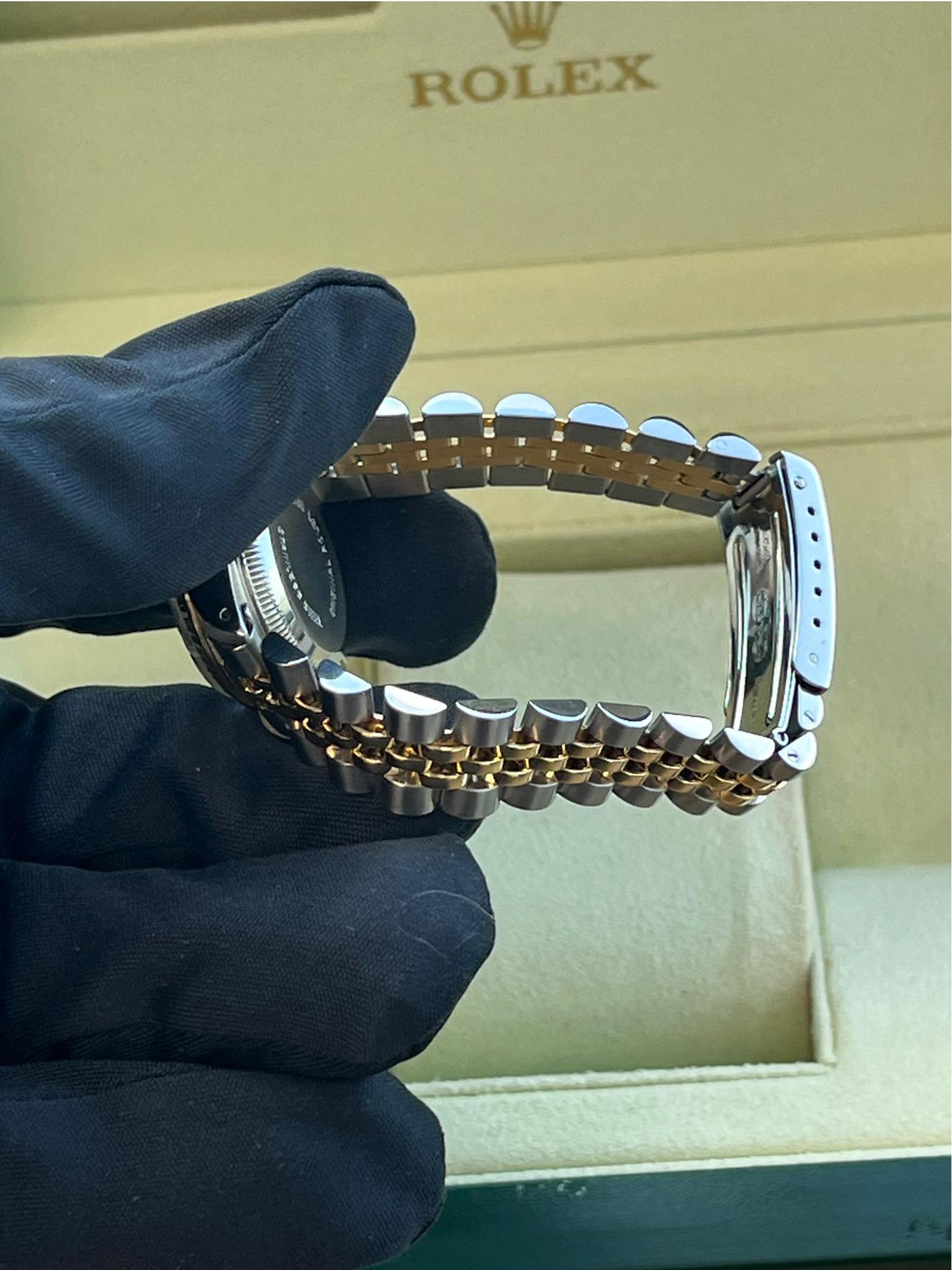 Rolex Lady-Datejust Oro giallo 18 carati e acciaio, quadrante bianco con diamanti 69173 in vendita 13