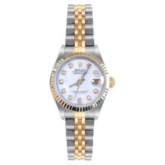 Rolex Lady-Datejust 18K Yellow Gold & Steel White Diamond Dial Watch 69173