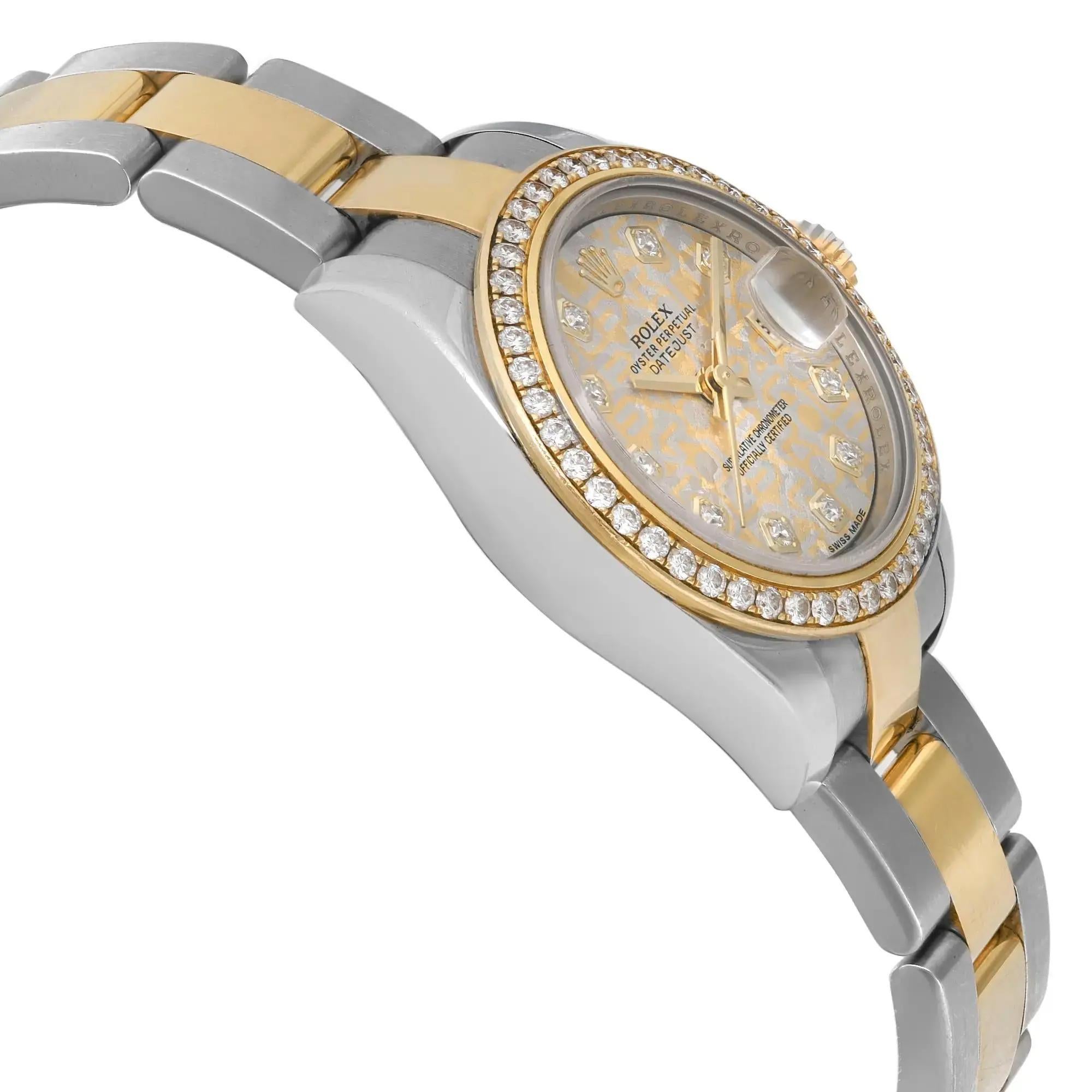 Women's Rare Rolex Lady-Datejust 26 18k Gold Steel Crystal Flake Diamond Dial 179383 For Sale