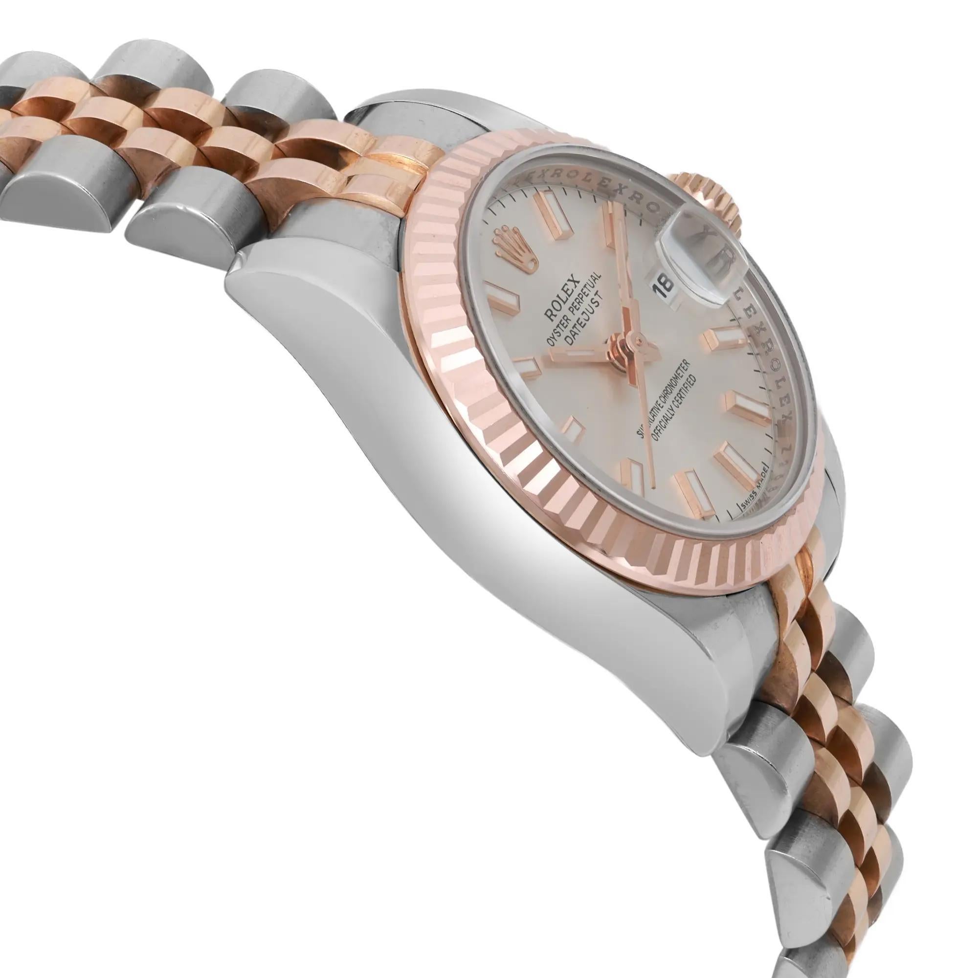 Women's Rolex Lady Datejust 26 Steel 18k Rose Gold Silver Dial Automatic Watch 179171