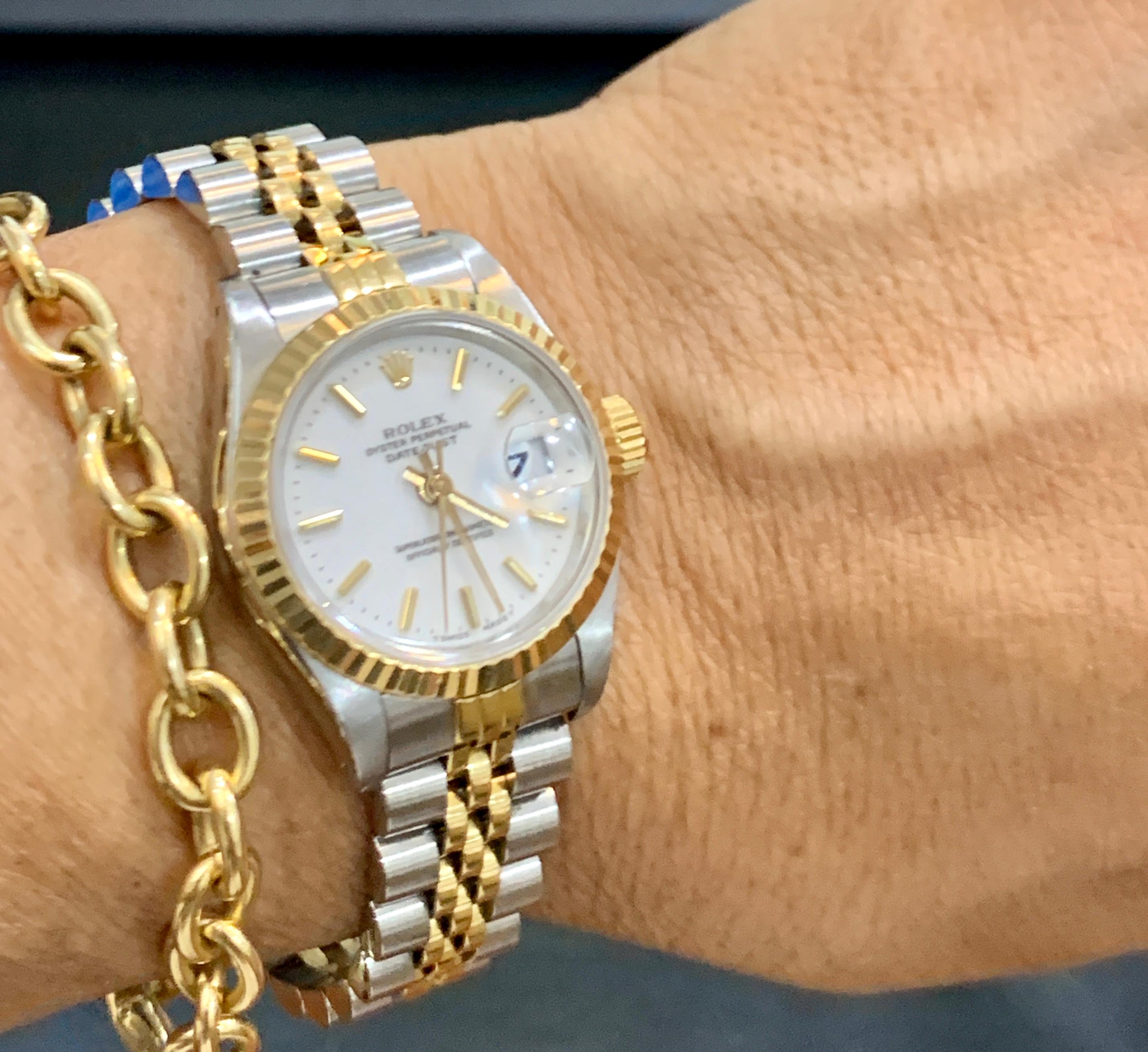 Rolex Lady-Datejust 26 White Dial Jubilee Bracelet Watch 18 Kt Gold & Stainless 1