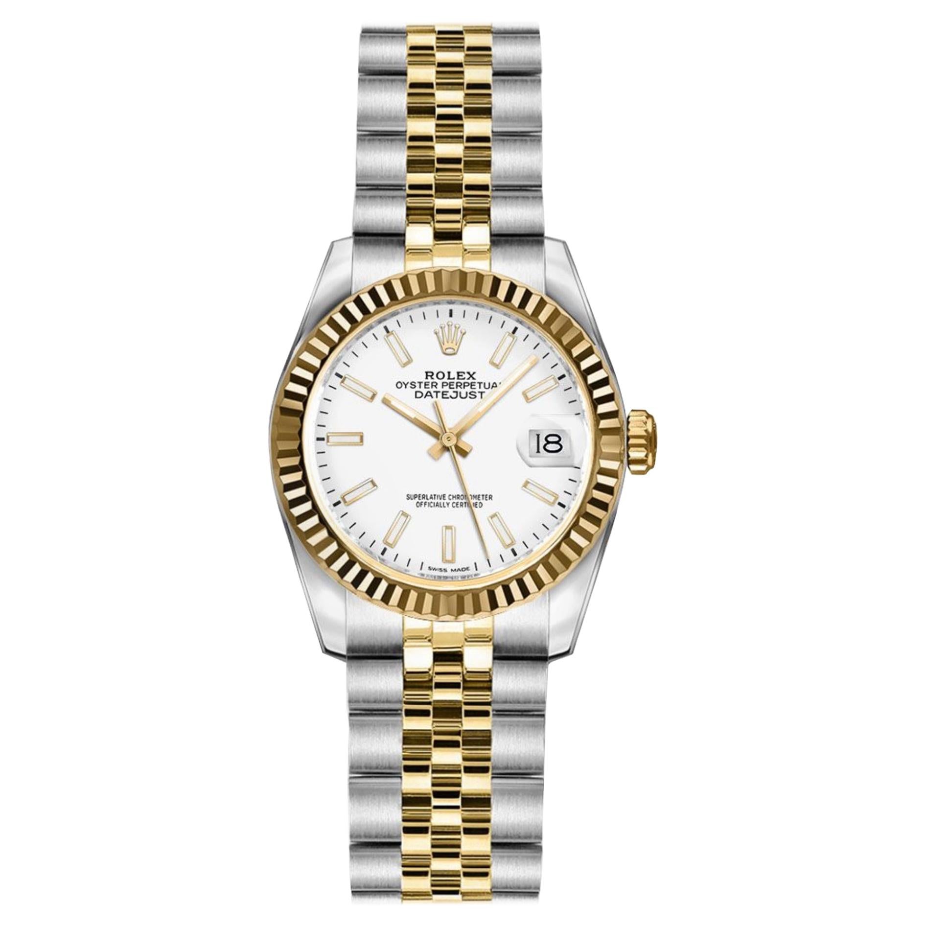 Rolex Lady-Datejust 26 White Dial Jubilee Bracelet Watch 18 Kt Gold and  Stainless at 1stDibs